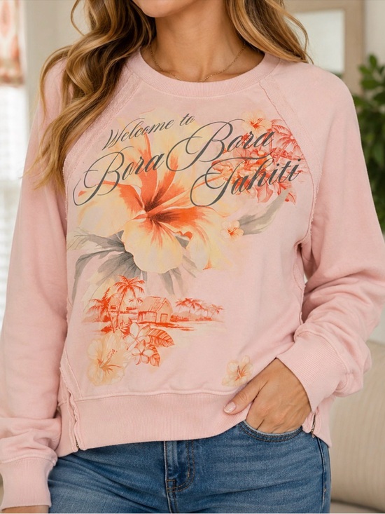Vinyl Icons Sweaters - Island Floral Pink Crewneck Sweatshirt